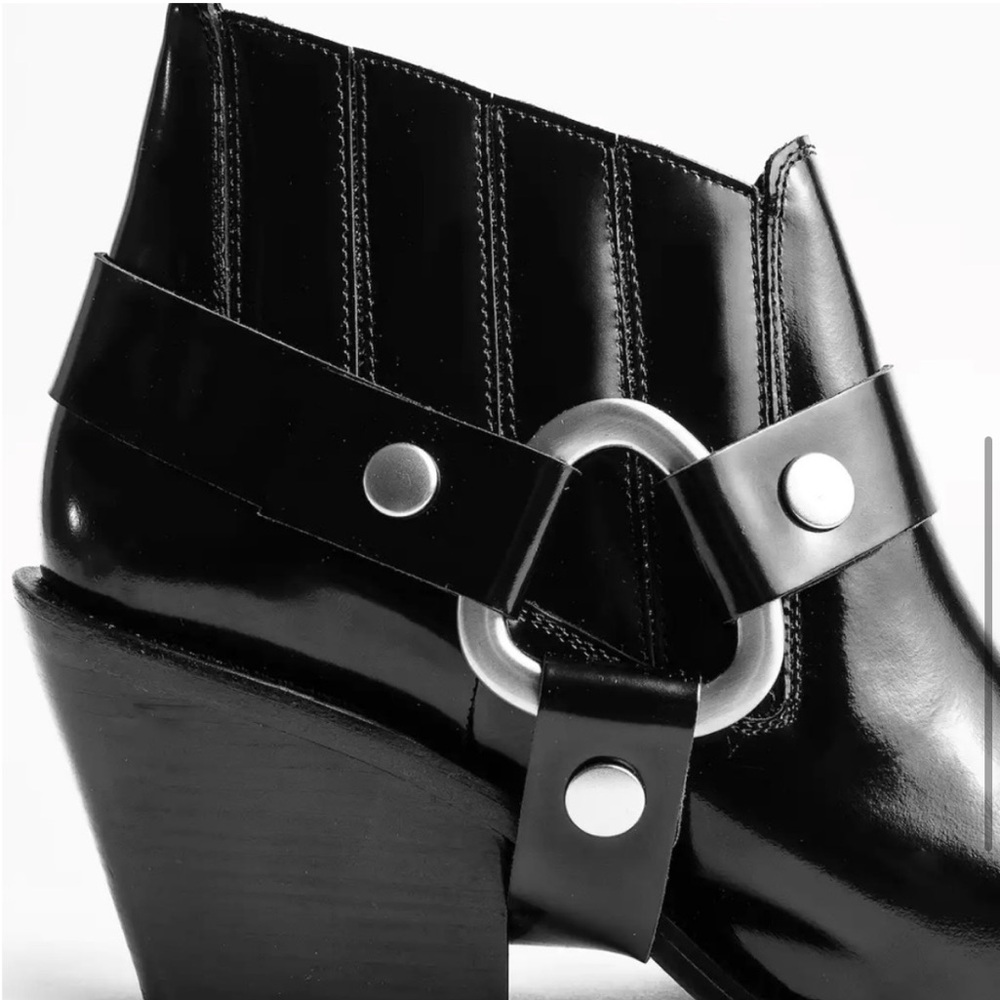 NEW in BOX ZADIG & VOLTAIRE Black N’Dricks Glossy Ankle Boots reg $558 Sz 38 - Picture 3 of 15